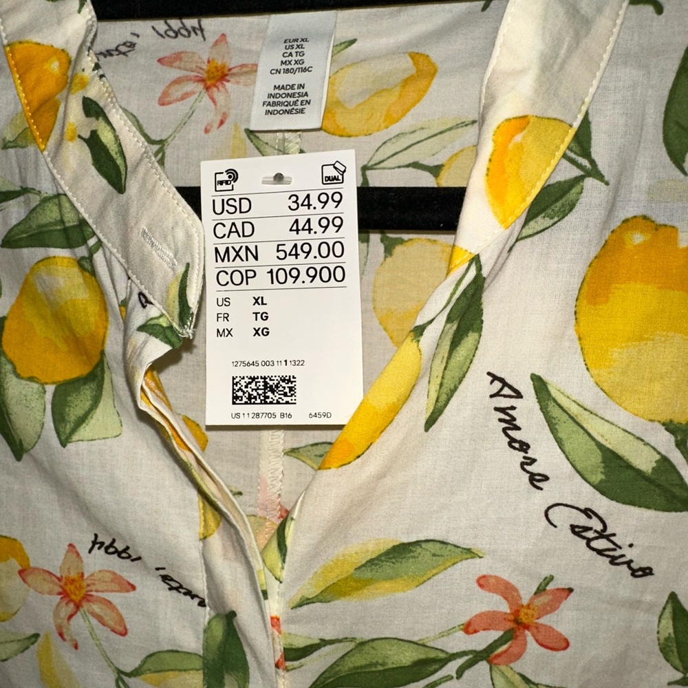 H&M Lemon Print Cream Dress - Picture 3 of 3